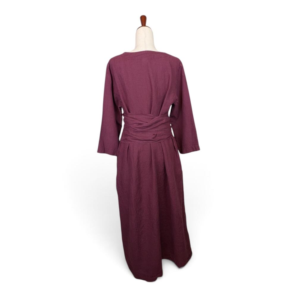 LEN OK BRAND 100% Linen Dress w/ Self Wrap Linen Tie and Side Pockets - XXL - Picture 11 of 15